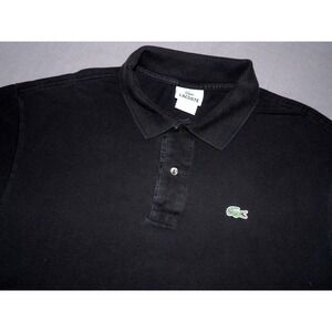 LACOSTE Classic Fit Short Sleeved Black Knit Polo Golf Shirt Men's 7 (XL)